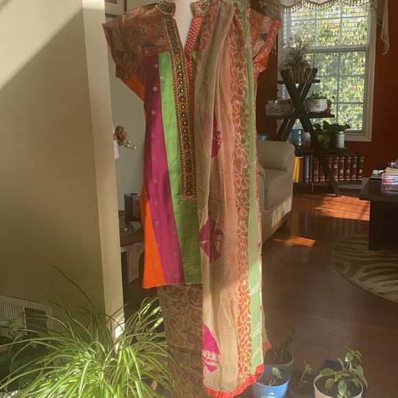 Indian Salwar kameez / shorter length Kurta multicolored NWOT Sz M - Picture 6 of 12